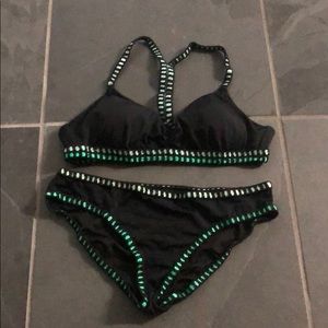 Victoria’s Secret Black Bikini with teal detail